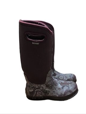 Bogs Women’s Size 7 Waterproof Insulated Tall Rain Snow Boots Purple Floral